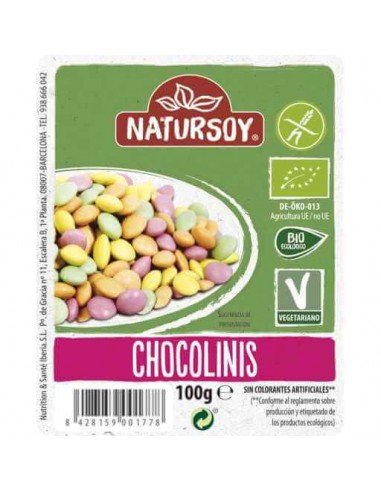 CHOCOLINIS SIN GLUTEN  BIO 100GR NATURSOY