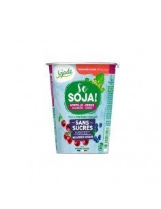 POSTRE SOJA ARANDANOS CEREZA SIN AZUCAR BIO 400GR SOJADE