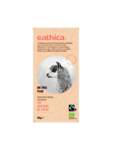 CHOCOLATE 70% CACAO BOLIVIA NIBS BIO 80GR EATHICA