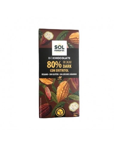 CHOCOLATE 80% CON ERITITROL BIO 70GR SOL NATURAL