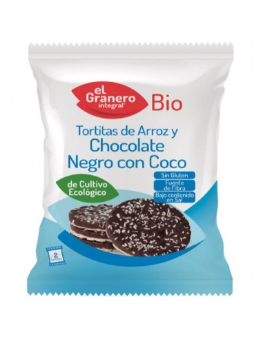 TORTAS ARROZ CHOCO NEGRO C/COCO BIO 33GR EL GRANERO